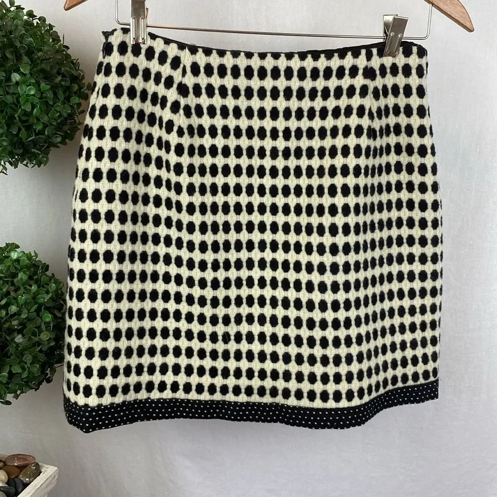 Milly NY Ivory & Black Circle Print Art Deco Woven Mini Skirt 4